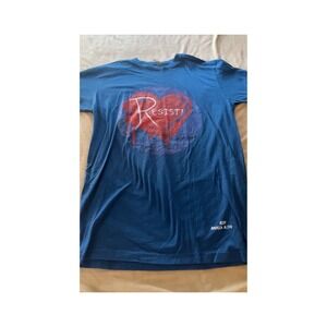 Next Level Apparel Blue Resist‎ Heart Graphic T Shirt Keep America Alive Size M